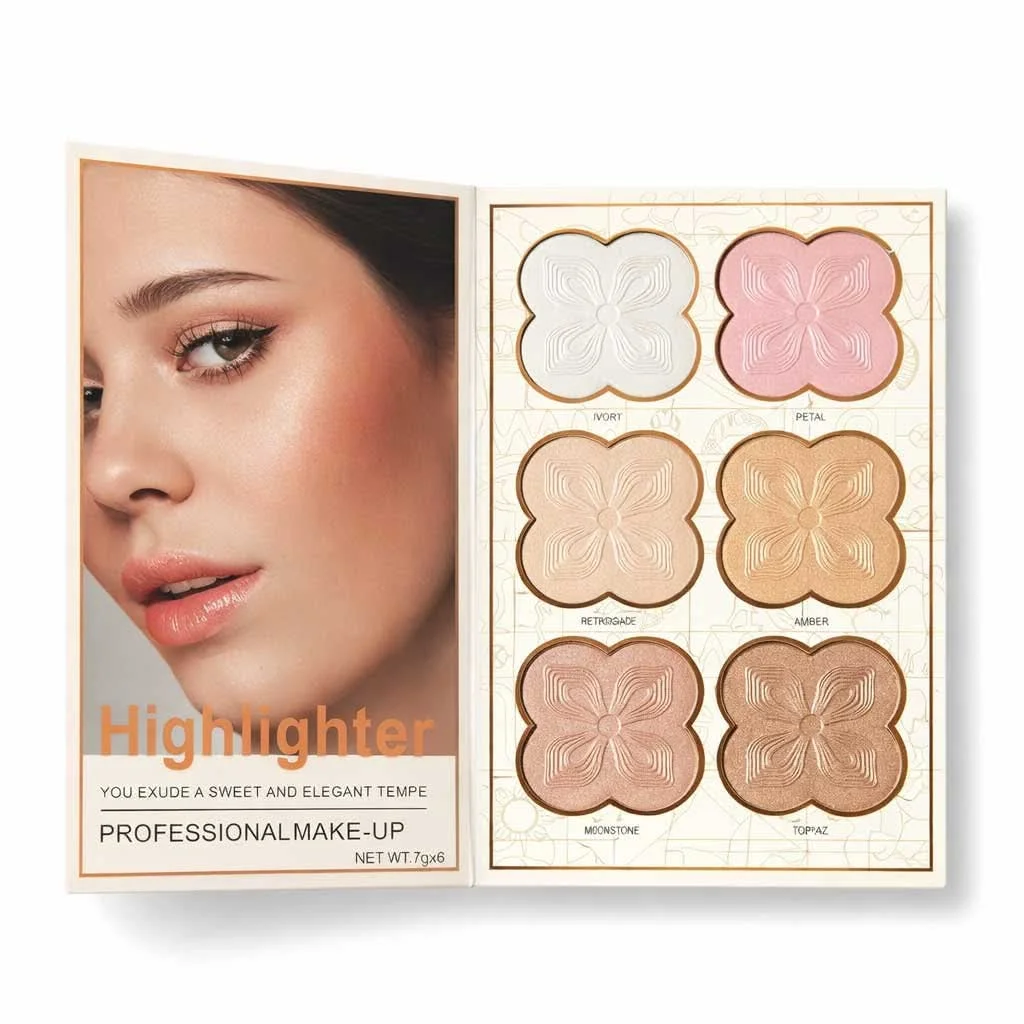Professional Make-Up 6 Color Highlighter Palette Professional Make-Up 6 Color Highlighter Palette - Image 1